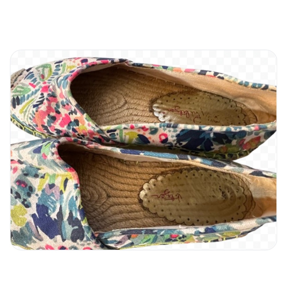 Lily Pulitzer Cotton Canvas Floral Print Flat Slip On Espadrilles EUC Size 7